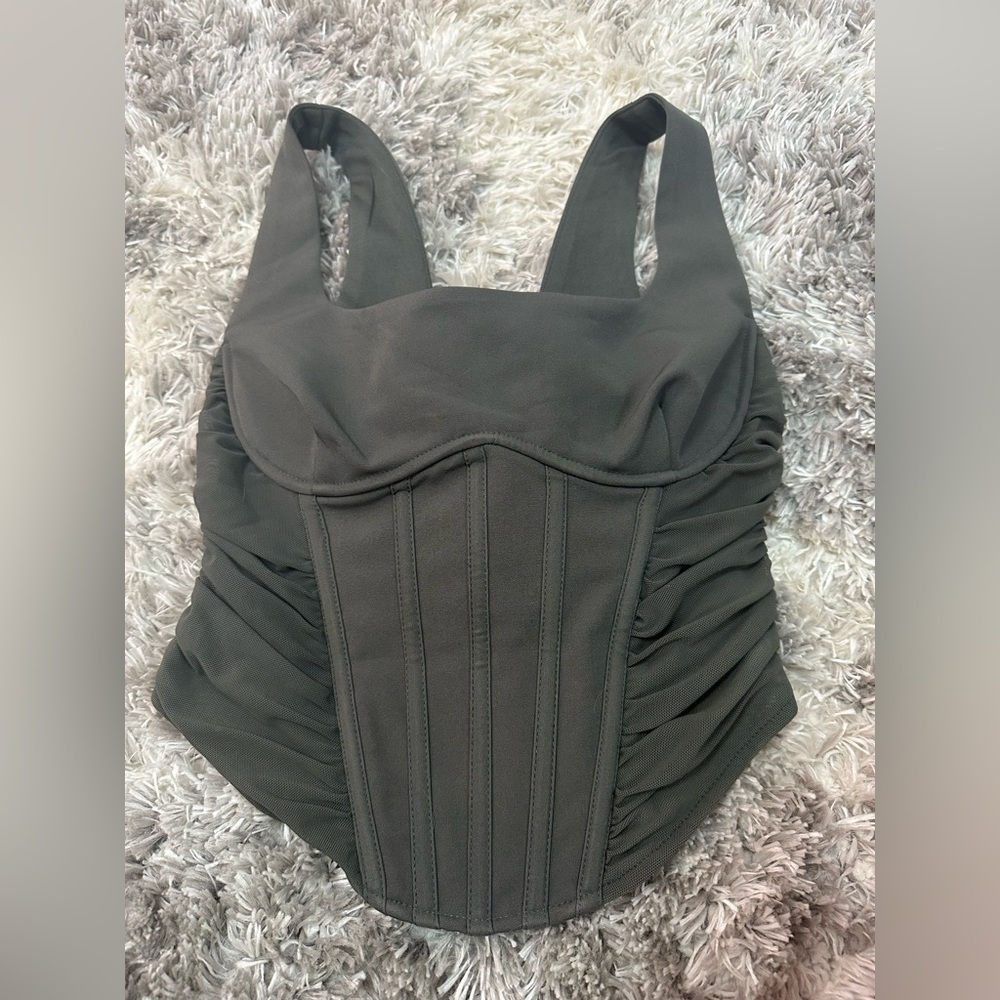 Gray Corset-Style Top
